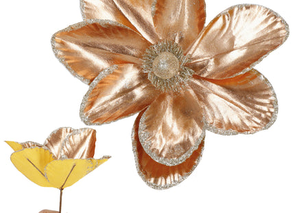Kunstbloem - Magnolia  Kunststof -Goud- Glitters