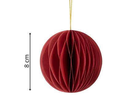 Kerstbal | Papier | 8 Cm | 3D | Rood | 6 Stuks