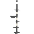 Krabpaal - Voor Katten - Meubelbescherming - 4 Etages - 245- 260 cm - DonkerGrijs - Beige