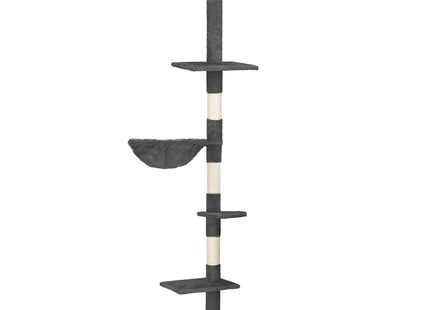 Krabpaal - Voor Katten - Meubelbescherming - 4 Etages - 245- 260 cm - DonkerGrijs - Beige