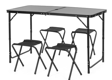 Picknick Tafel Met Stoelen- Campingtafel - Campingset - Biertafel - Horeca -Tafel - Stoelen - Opvouwbaar - Zwart - 120 x 60 x 55 cm