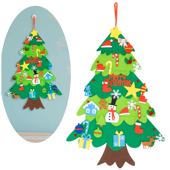 Decoratieve Kerstboom  | Kerstdecoratie | Vilt | 95 Cm | Veelkleurig