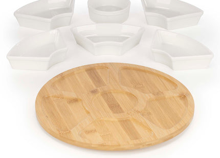 Serveerschaal | Serveerplank | 7 Delig | Draaibaar | 30 Cm | Bamboe