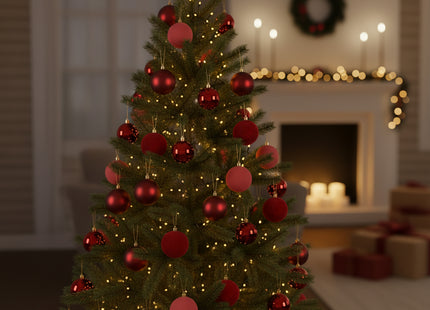 Kerstballen | 9 Stuks | 8,5 cm | Rood