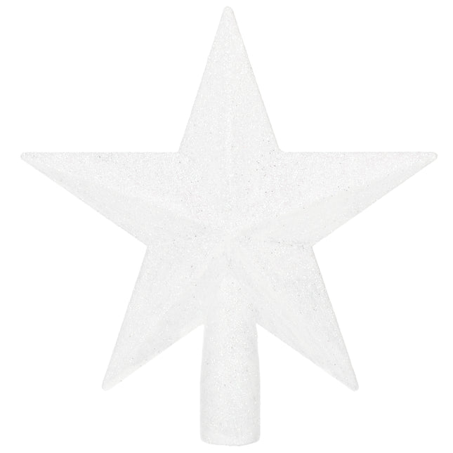 Kerstboom Piek | Glitter | Ster | 15 cm | Wit
