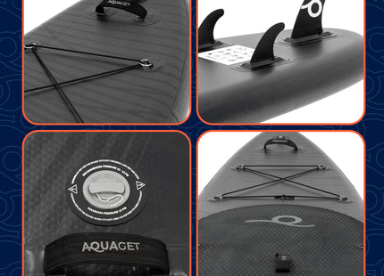 SUP Board - Opblaasbaar Paddle Board - Met Tas - Met Zitje -Inclusief Accessoires - Complete Set - Max. 150KG - 350x81cm - Zwart