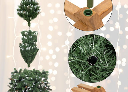 Kunstkerstboom | Premium Royal | Sneeuw | Dennenappels | 240 cm | Zonder Verlichting | Houten Standaard