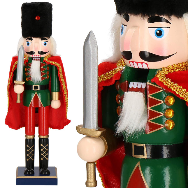 Notenkraker Kerst | Zwaard | 38 cm | Blauw/Groen/Rood/Goud/Zwart