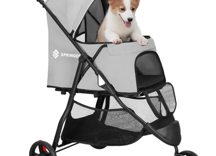 Springos Hondenbuggy - Inklapbaar - 3 wielen - Grijs