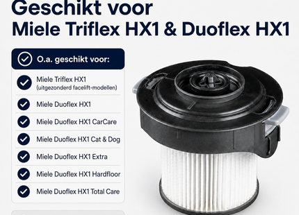 SQOON® Cilinderfilter geschikt voor Miele Triflex HX1 & Duoflex HX1 – Vervanger voor HX-FDF 20 / 12518910 / 41996717INT