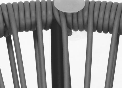 Tuintafel - Draad - Rotan - Zwart - Grijs - Rond - Glas - 50 Cm