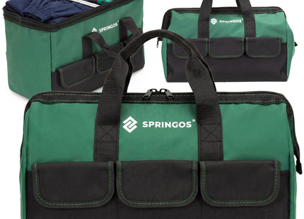 Gereedschapstas - Werkplaatstas - Gereedschapsorganizer - Vakken - Zwart/Groen - 40x18x34 cm
