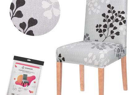 Stoelhoes - Voor Eetkamerstoelen - Met Stretch - Bladeren - Grijs