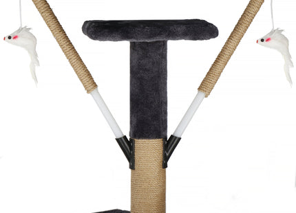 Krabpaal - 6 Etages - Voor Katten - Toren - Meubelbescherming - 35 x 35 x 145 cm - Grijs