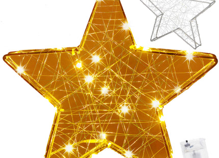 Kerstster - 30 LED - Kerstdecoratie - Warm Wit - Glas in Lood