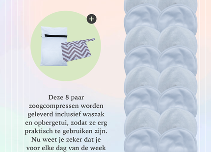 Wasbare Zoogcompressen - Snelle Absorptie - Comfortabel - Wasbaar - Cup A t/m E - 16 Stuks - Wit