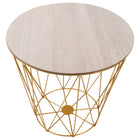 Salontafel | Salontafel Rond | Bijzettafel | 1 Stuk | 30,5 cm | Goud/Licht Hout