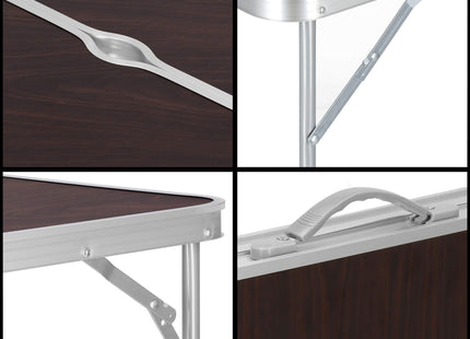 Campingtafel - Inklapbaar -  Verstelbaar Inclusief Stoelen - Donkerbruin/Zwart  - 120 x 60 x 70 cm