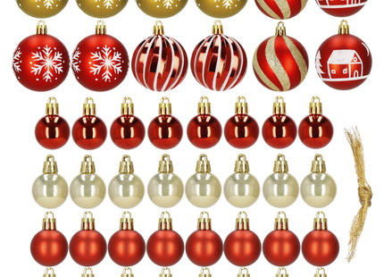 Kerstballen | 42 Stuks | 3/4/5/6 cm | Rood/Goud