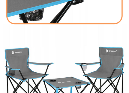 Camping Set | Kampeer Set | Campingtafel |  Campingstoel | Kampeerstoel | Op Vouwbaar | Inclusief Draagtas | Vissen | Blauw/Grijs