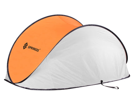 Strandtent | Pop-Up Strandtent | UV Filter | Windbescherming | Inclusief Draagtas | 200 x 120 x 110 cm | Wit/Oranje
