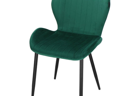 Stoel - Gestoffeerd - Fluwelen - Metaal - Woonkamer - Keuken - Eetkamer - Interieur - Groen