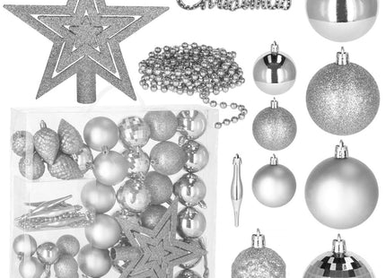 Kerstballen & Piek  | 51 Stuks | Zilver