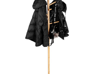 Staande Kapstok | Hout | 8 Haken | Garderobe Kapstok | Zelfmontage | Naturel/Grijs | 182 cm