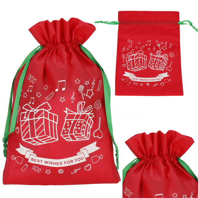 Kerstzak | Cadeautas | Rood/Wit/Groen