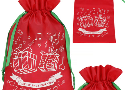 Kerstzak | Cadeautas | Rood/Wit/Groen