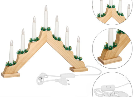 LED Kaarsenbrug | Snoer | Hout | Warm Wit