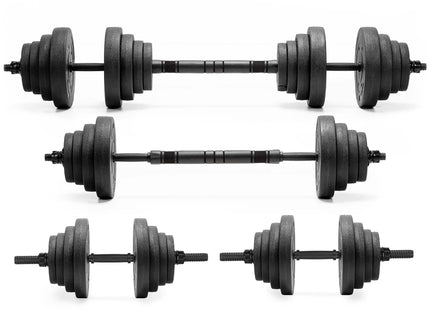 Dumbellset - 30 KG - Halter Verlengstuk - Verstelbaar - Complete Set - Thuis Sporten - Zwart