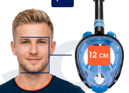 Snorkelmasker - Duikmasker - Duikbril - Camera Houder - Snorkel - Face Masker - DRY Top - Verstelbaar - L/XL - Blauw