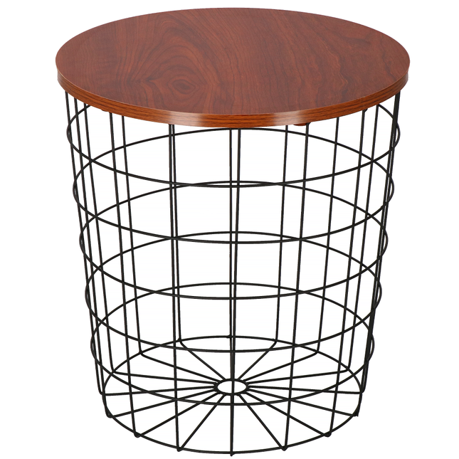 Salontafel | Salontafel Rond | Bijzettafel | 1 Stuk | 45 cm | Zwart/Donker Hout