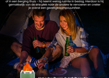 EdenOutdoor® Tafelhaard - Rookloze Tafelhaard - Rookloze Vuurkorf - Pellet & Hout - 19,5 x Ø14,5 CM - Groen