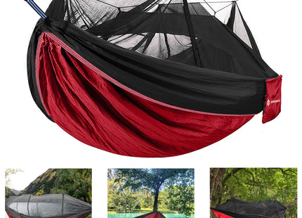 Hangmat - Klamboe - 2 - Persoons - Camping - 250 KG - Rood/ Zwart