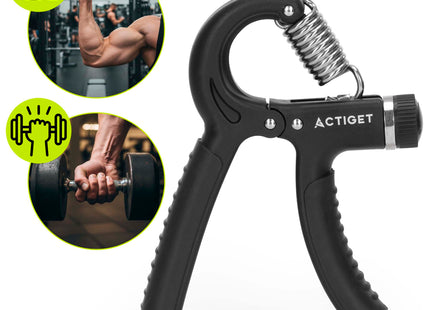 Actiget® Handtrainer | Handknijper | Zwart/Grijs | Verstelbaar | Antislip | 5- 60 Kg