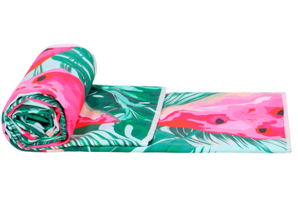 Strandlaken | Badlaken | Strandhanddoek | Microvezel | 180 x 100 cm | Roze/Groen