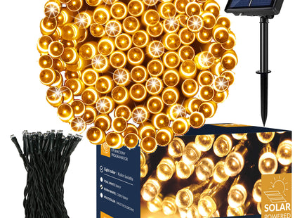 Kerstboomverlichting | met 200 LED Lampjes | 12 M | Warm Wit | Zonne-energie | Indoor | Outdoor