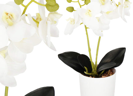 Kunst Orchidee - Kunstplanten -Inclusief Pot - Wit - 33.5 cm