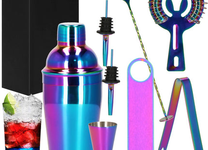 Cocktail Set | 8-Delige Cocktail Shaker Set | RVS | Regenboog
