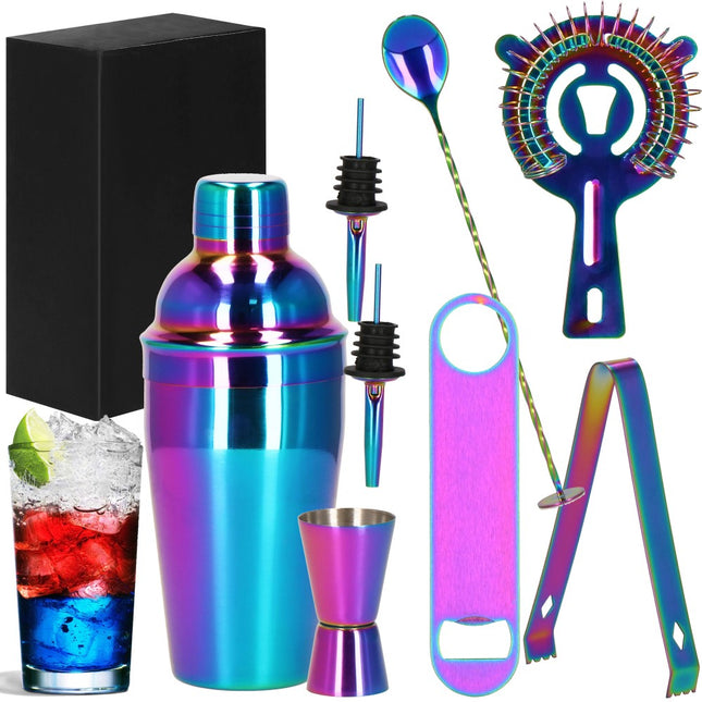 Cocktail Set | 8-Delige Cocktail Shaker Set | RVS | Regenboog