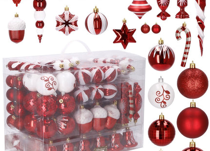 Kerstballen | 153 Stuks | Rood/Wit