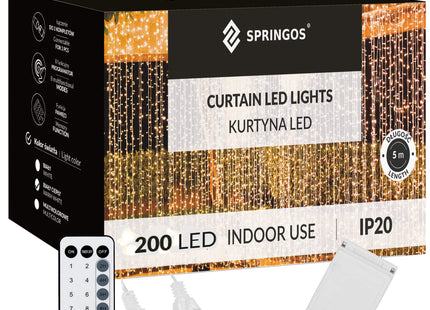 Lichtgordijn | IJspegel Verlichting | Inclusief USB En Afstandsbediening | 200 LED | 5 Meter | Warm Wit