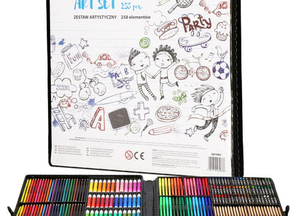 Tekendoos | Tekenkoffer Kinderen | 258 Delig | 47 x 45 x 4 cm | Zwart