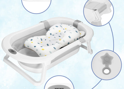 Opvouwbaar Baby Bad - Opvouwbaar - Draagbaar - Met Stop - Thermometer - Kussen - Tot 12 Maanden - 40 L - Wit - 79 x 49 x 22 cm