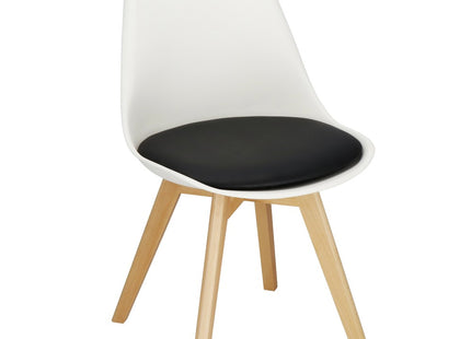 Eetkamerstoel - Gestoffeerd - Wit Zwart - 82 x 44,5 x 41 CM