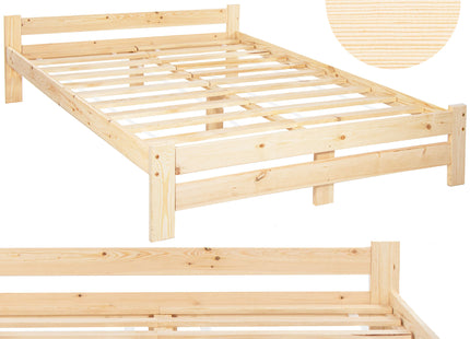 Tweepersoonsbed - Met Lattenbodem - Massief - Naturel -  200x160 CM