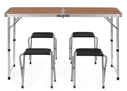 Picknick Tafel Met Bankjes - Campingtafel - Campingset - Biertafel - Horeca -Tafel - Stoelen - Opvouwbaar - Zwart -  120 x 60 x 55 cm
