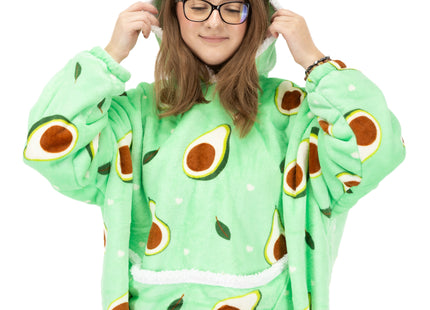 Hoodie Deken | Badjas | Deken Met Mouwen | One Size | Advocado | Polyster | Groen | Bruin